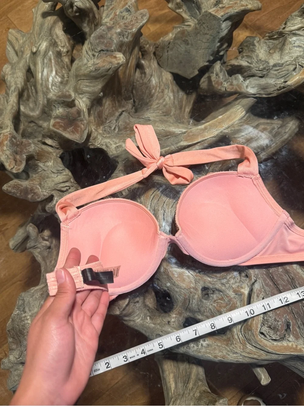 Victoria's Secret Pink Embellished Halter Push-Up Bra with Gold Accents